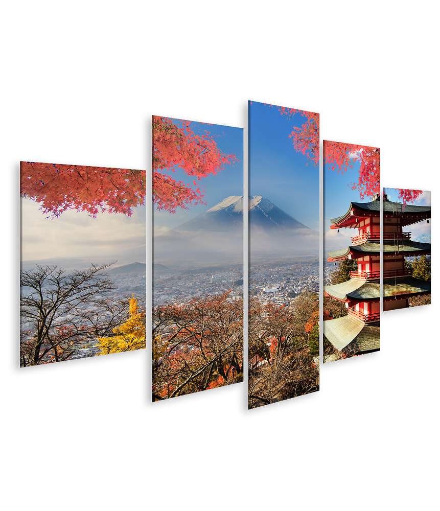 Islandburner Bild auf Leinwand Mt Fuji umgeben von leuchtenden Herbstfarben in Japan