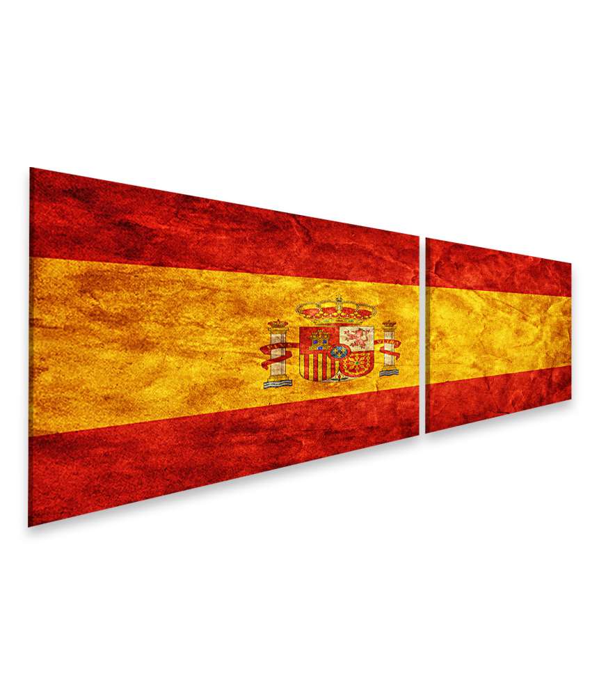 Islandburner Bild auf Leinwand Retro-Stil Wandbild der spanischen Flagge im Vintage-Look