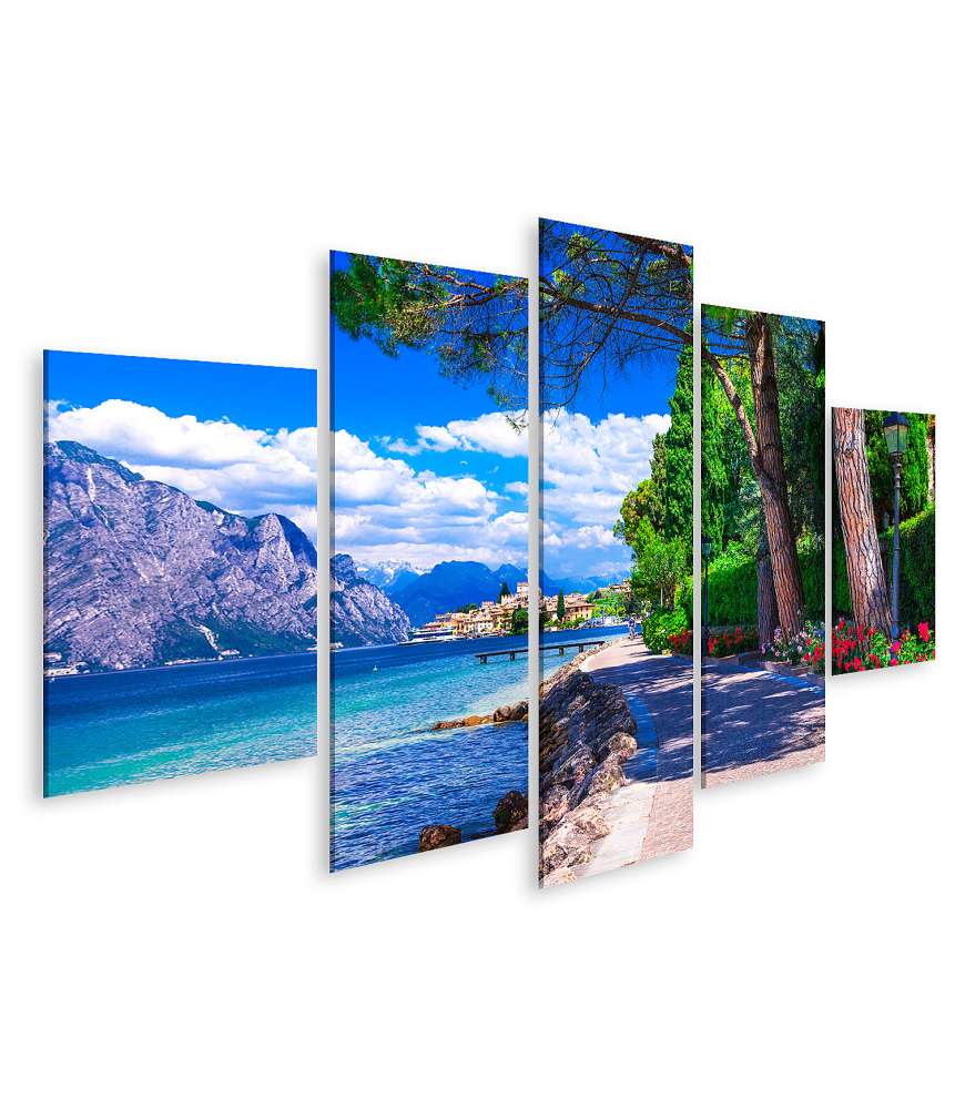 Islandburner Bild auf Leinwand Malcesine am Lago di Garda: Italienische Landschaft als Wandbild