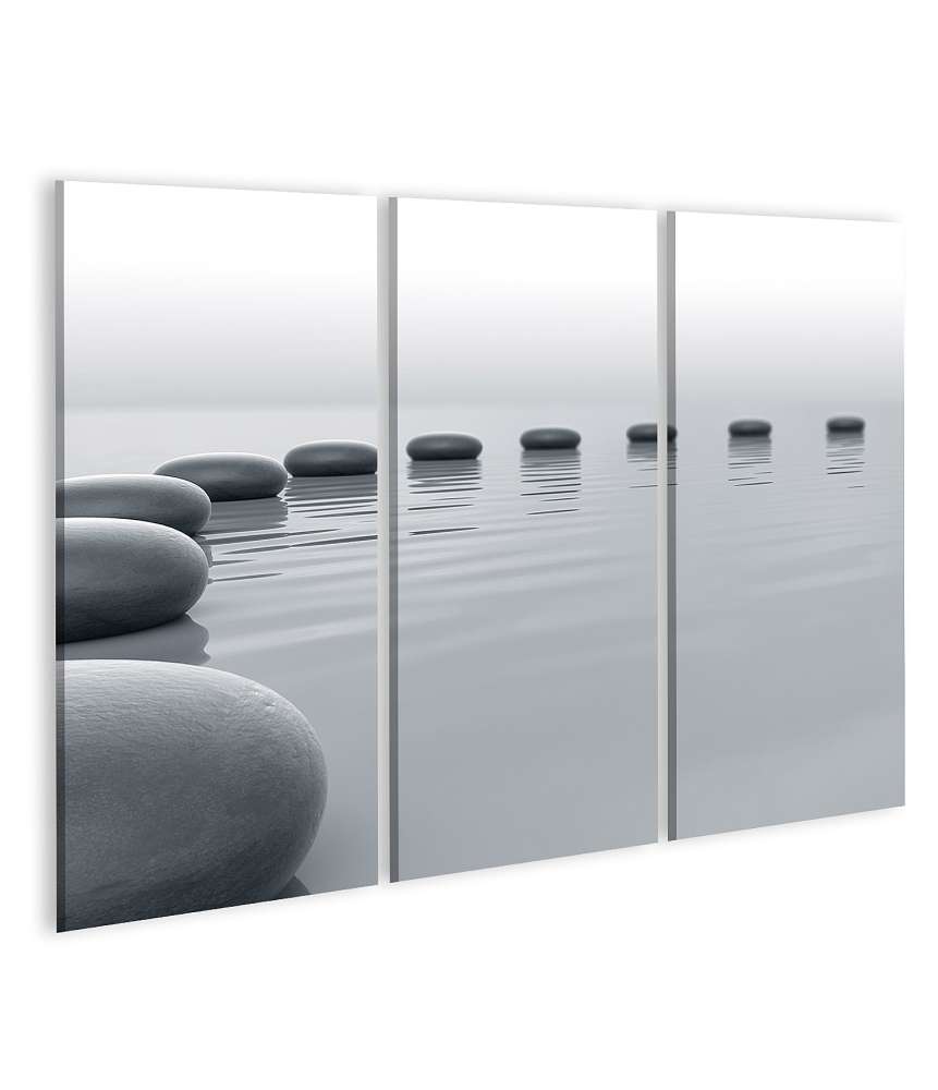 Islandburner Bild auf Leinwand Zen-Steine formen einen meditativen Kreis im Wasser - Spa-Wandbild