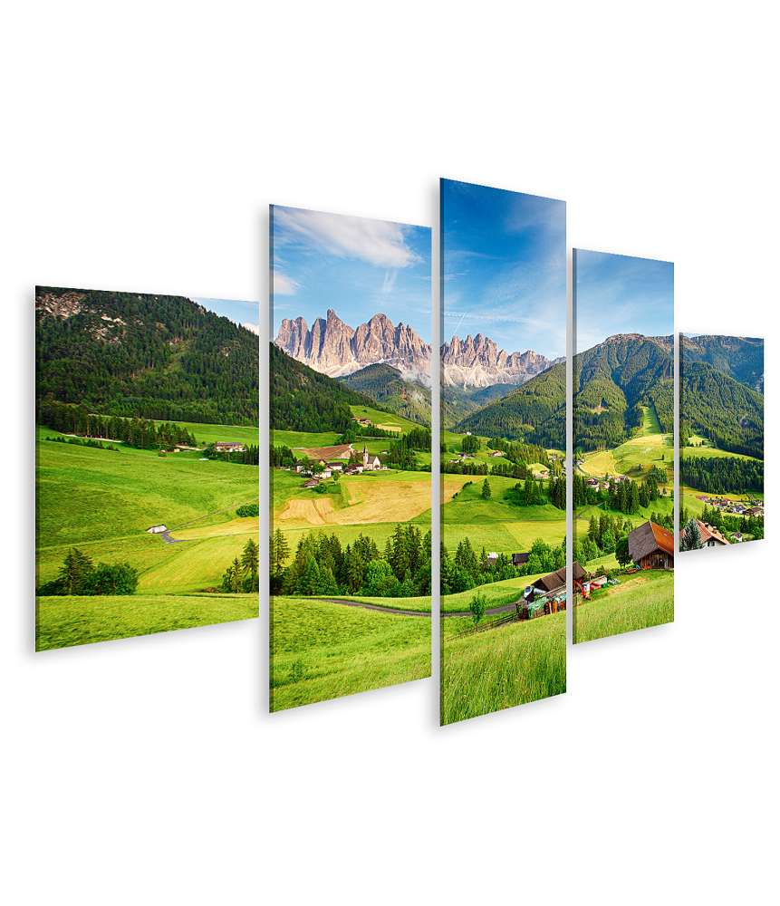 Islandburner Bild auf Leinwand Malerisches Wandbild der Dolomiten Alpen im Val Di Funes