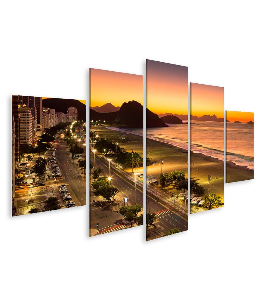 Islandburner Bild auf Leinwand Morgendämmerung am Copacabana Strand in Rio De Janeiro, Brasilien