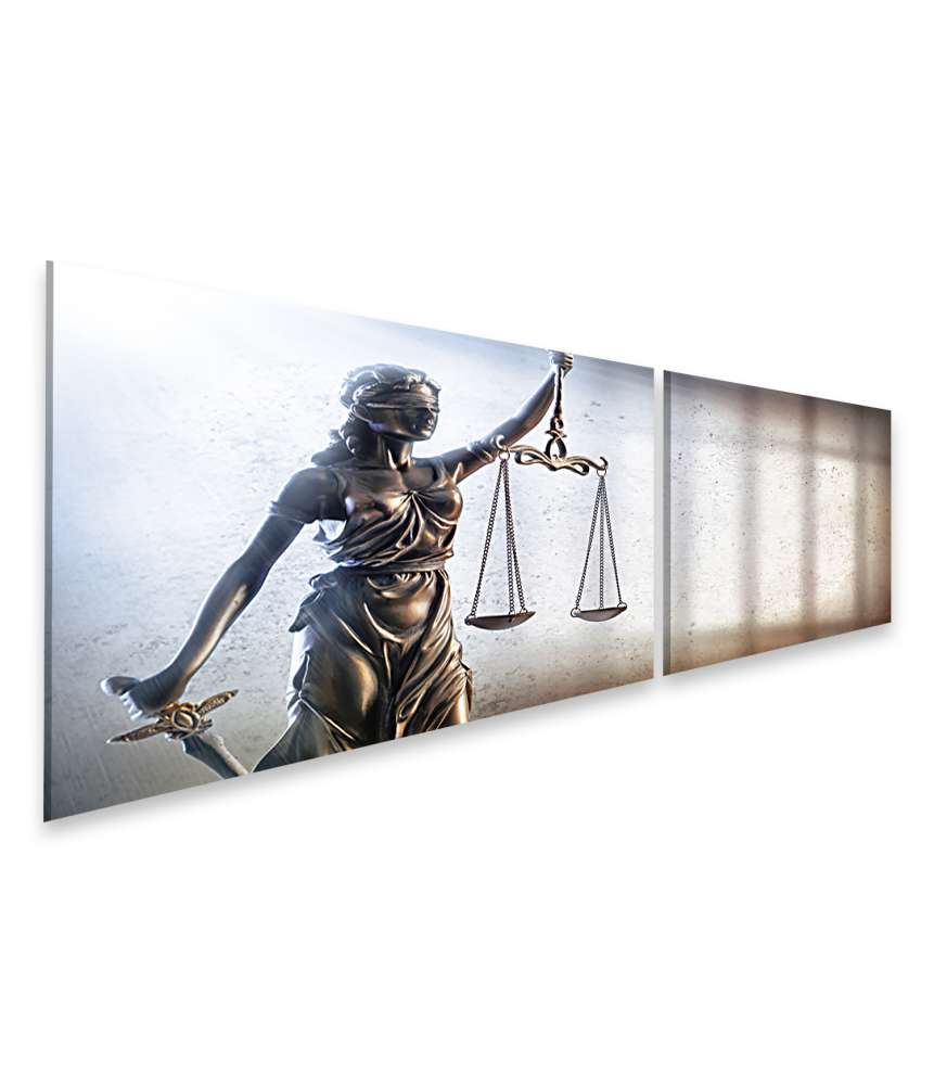 Islandburner Bild auf Leinwand Darstellung von Justitia, Symbol der Gerechtigkeit, in einer Anwaltskanzlei