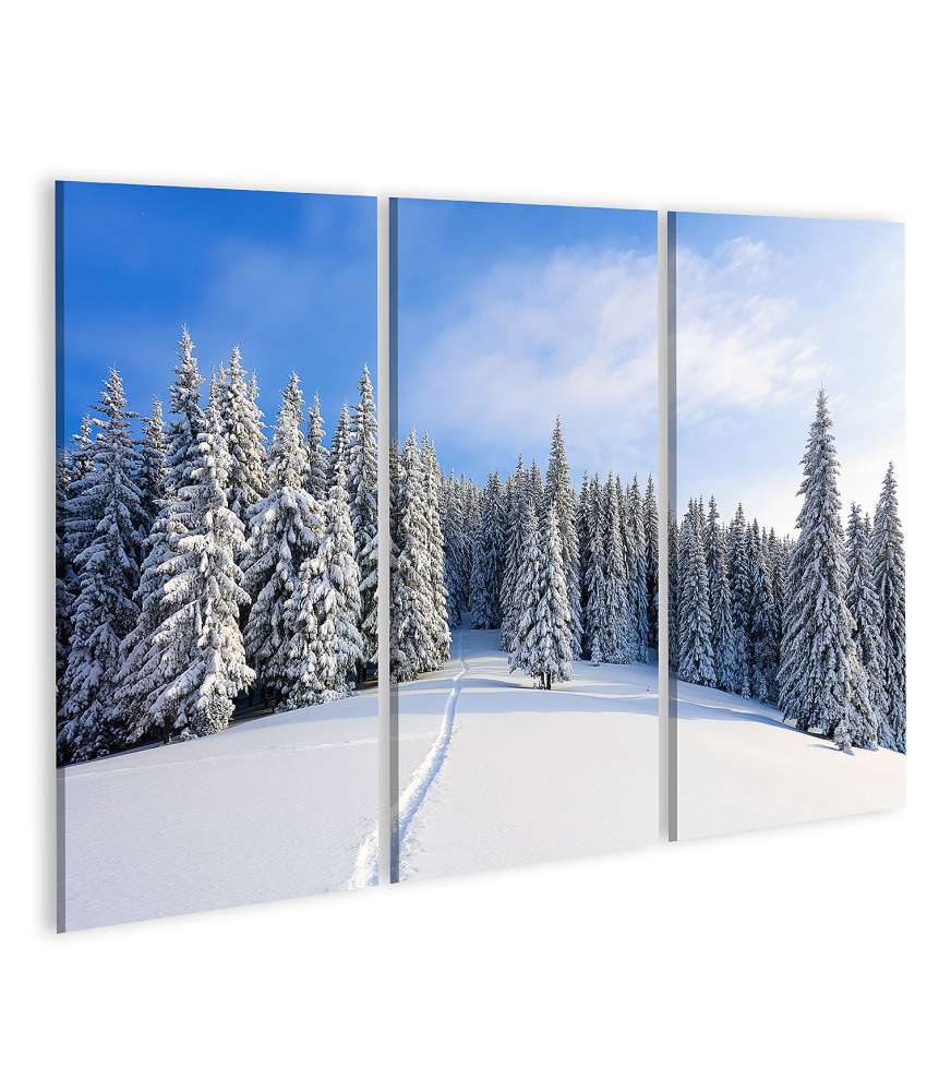 Islandburner Bild auf Leinwand Malerische Winterlandschaft mit prächtigen, schneebedeckten Bäumen