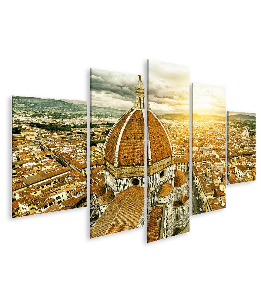 Islandburner Bild auf Leinwand Beeindruckendes Panorama Wandbild: Florenz, Basilika Santa Maria Del Fiore