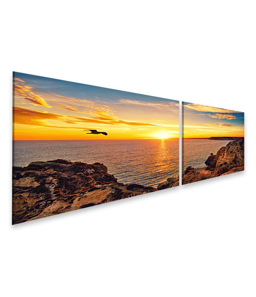 Islandburner Bild auf Leinwand Idyllische Ozeanlandschaft mit ruhigem Sonnenuntergang und reflektierendem Licht