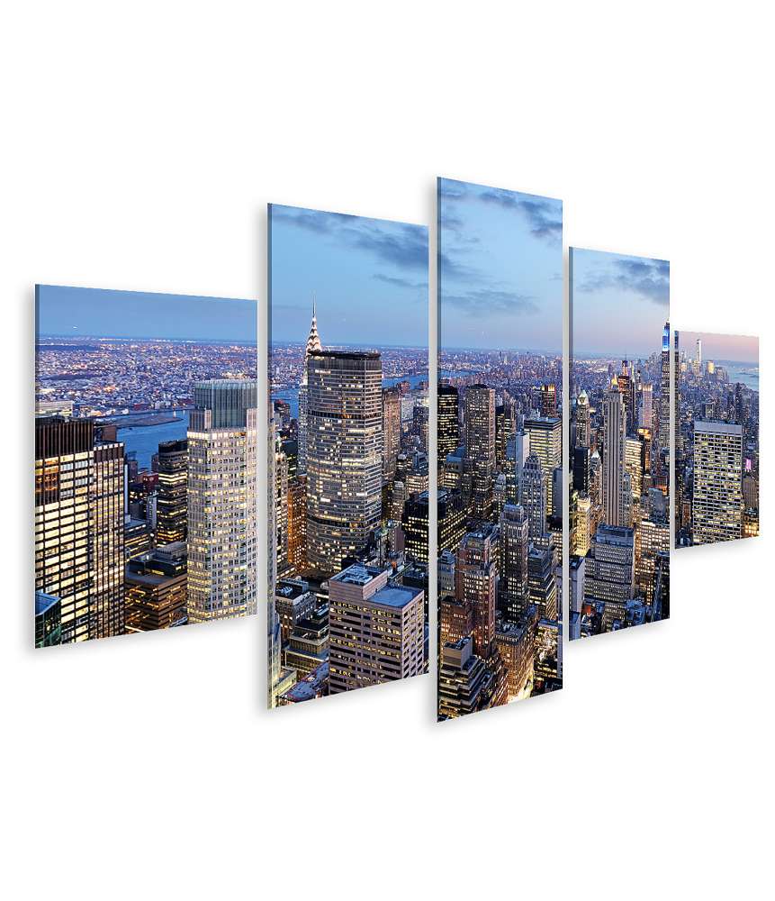 Islandburner Bild auf Leinwand Manhattan Skyline bei Nacht, New York City, USA Wandbild