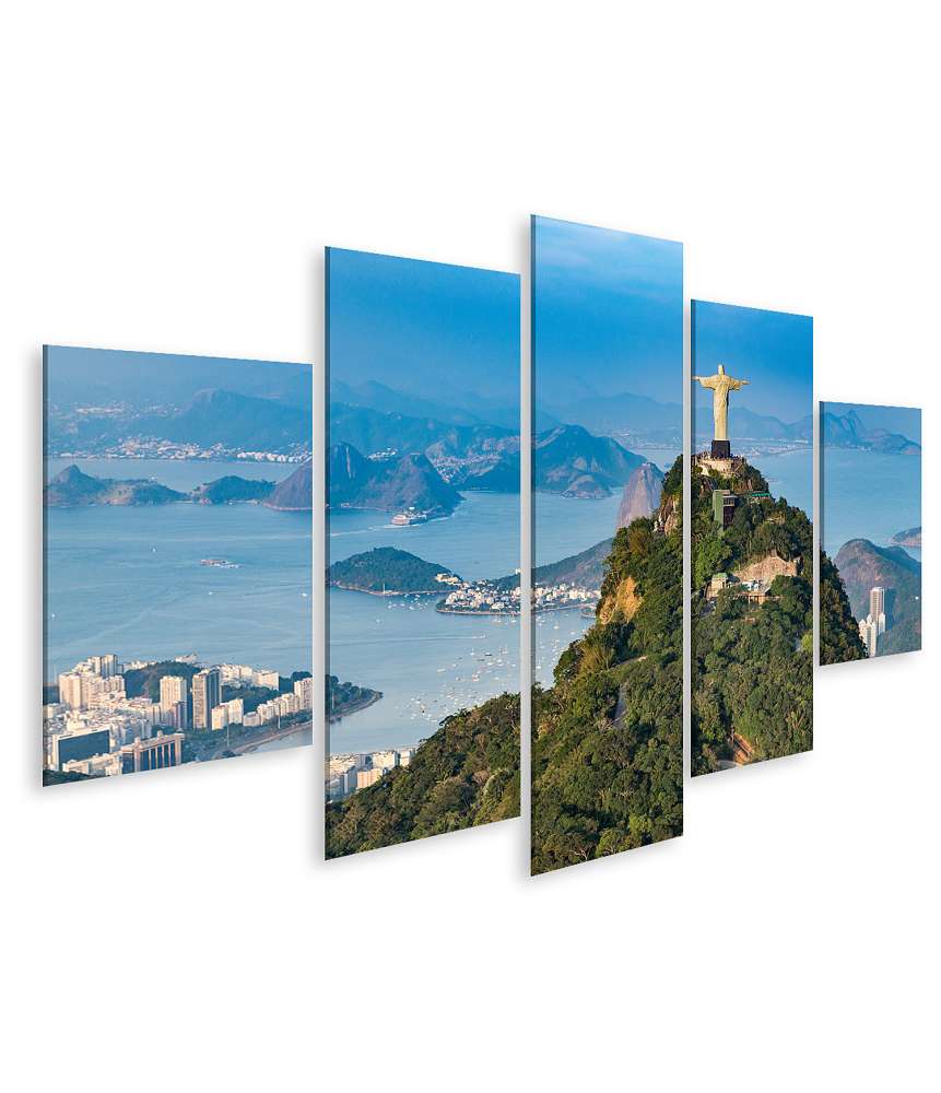 Islandburner Bild auf Leinwand Luftaufnahme des Corcovado-Bergs in Rio mit Christus-Statue