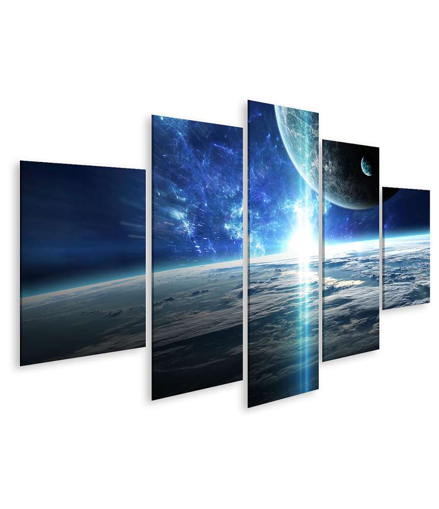 Islandburner Bild auf Leinwand Galaktisches Wandbild mit Planeten, Sternen und Universumsszene