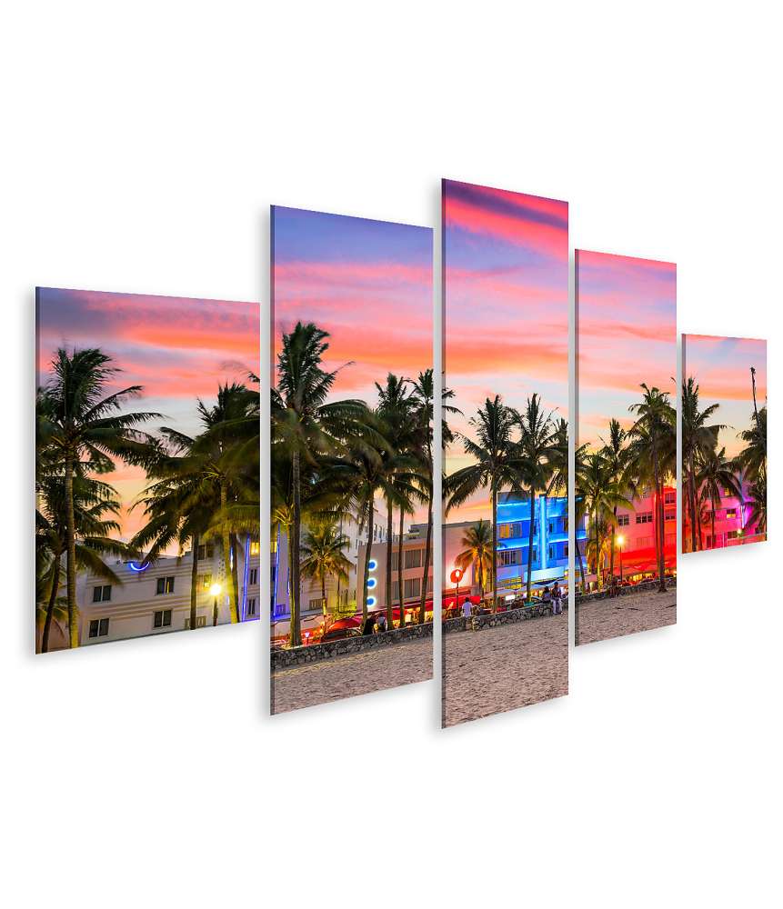 Islandburner Bild auf Leinwand Buntes Wandbild an der Ocean Drive in Miami, Florida, USA