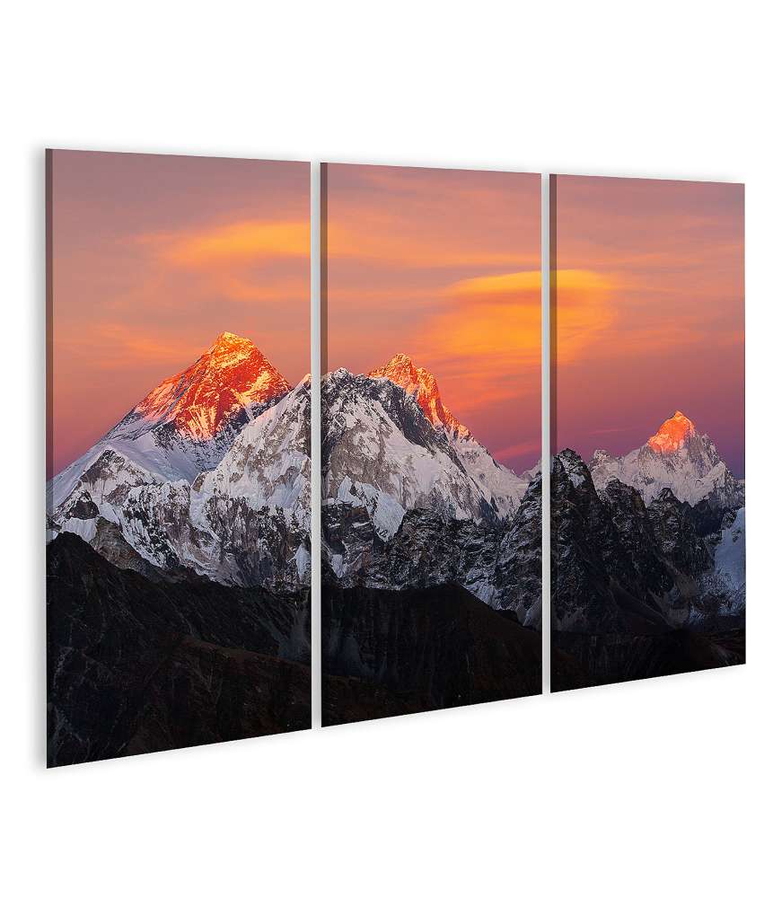 Islandburner Bild auf Leinwand Blick auf den Sonnenuntergang am Mount Everest, Lhotse, Makalu vom Renjo Pass