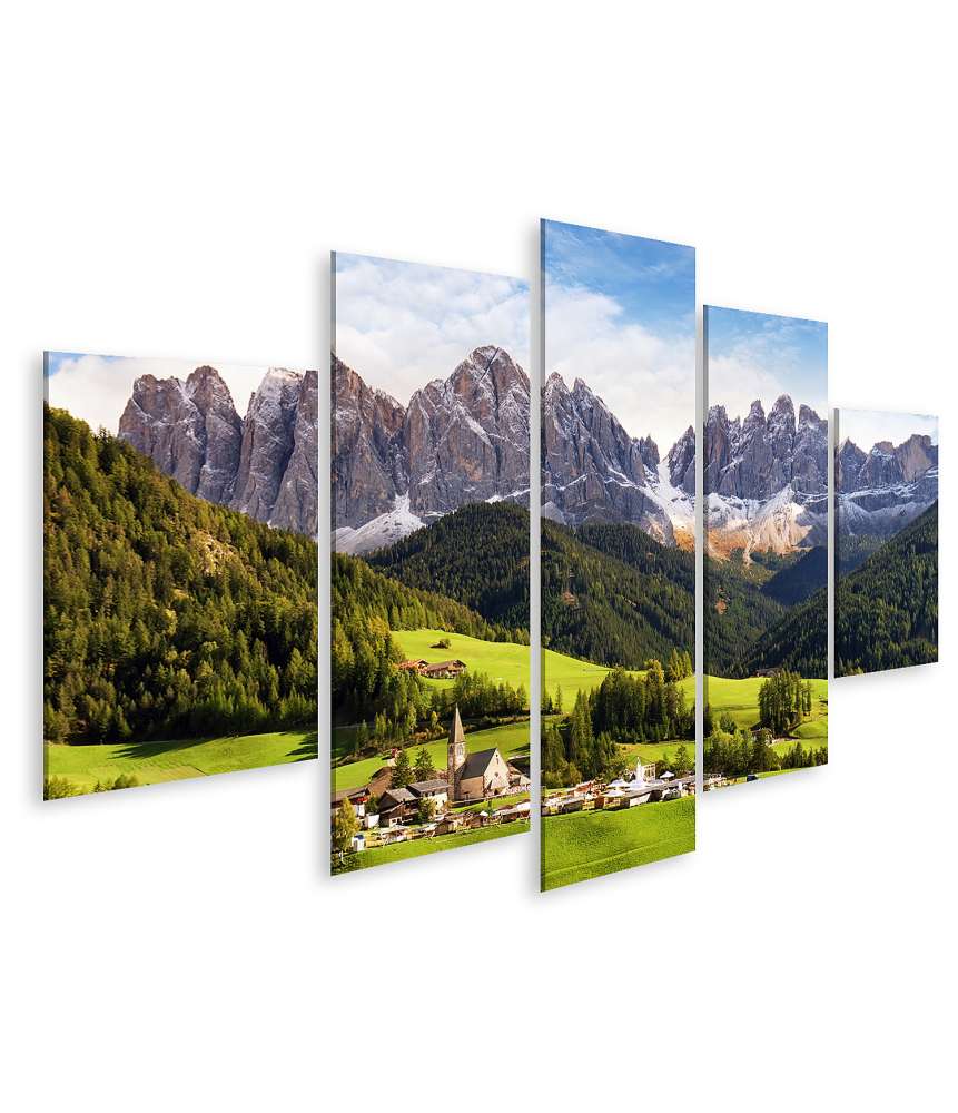 Islandburner Bild auf Leinwand Bergpanorama im malerischen Val di Funes, Trentino-Alto Adige, Italien