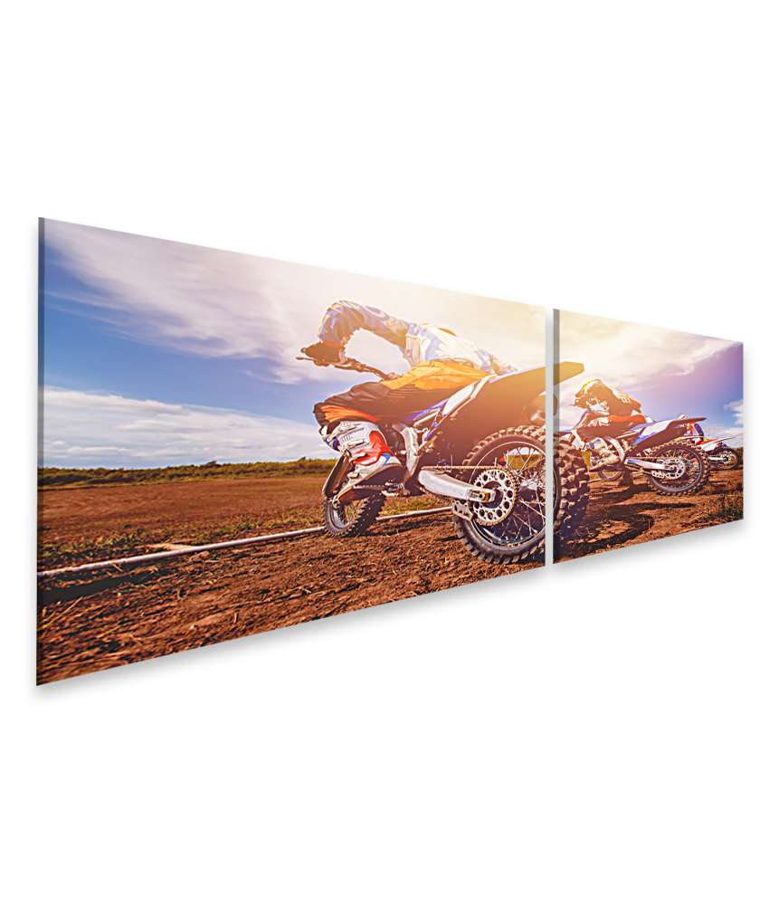 Islandburner Bild auf Leinwand Motocross-Team Wandbild für Jungenzimmer, ideal für Dirt-Bike-Hobbyisten