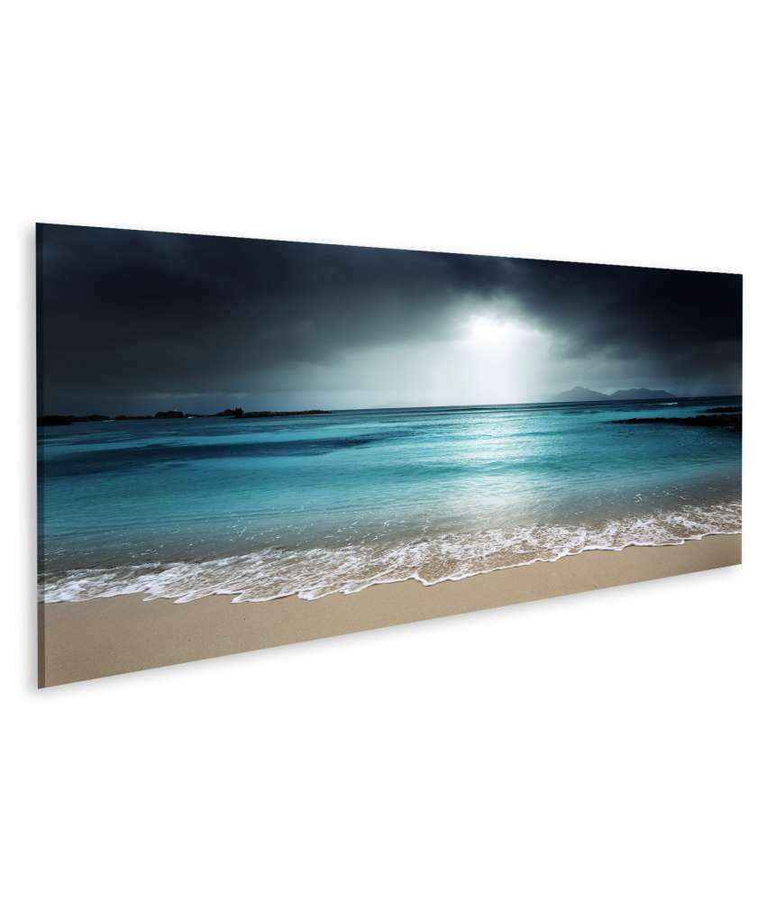 Islandburner Bild auf Leinwand Wandbild: Idyllischer Strand auf La Digue Island, Seychellen