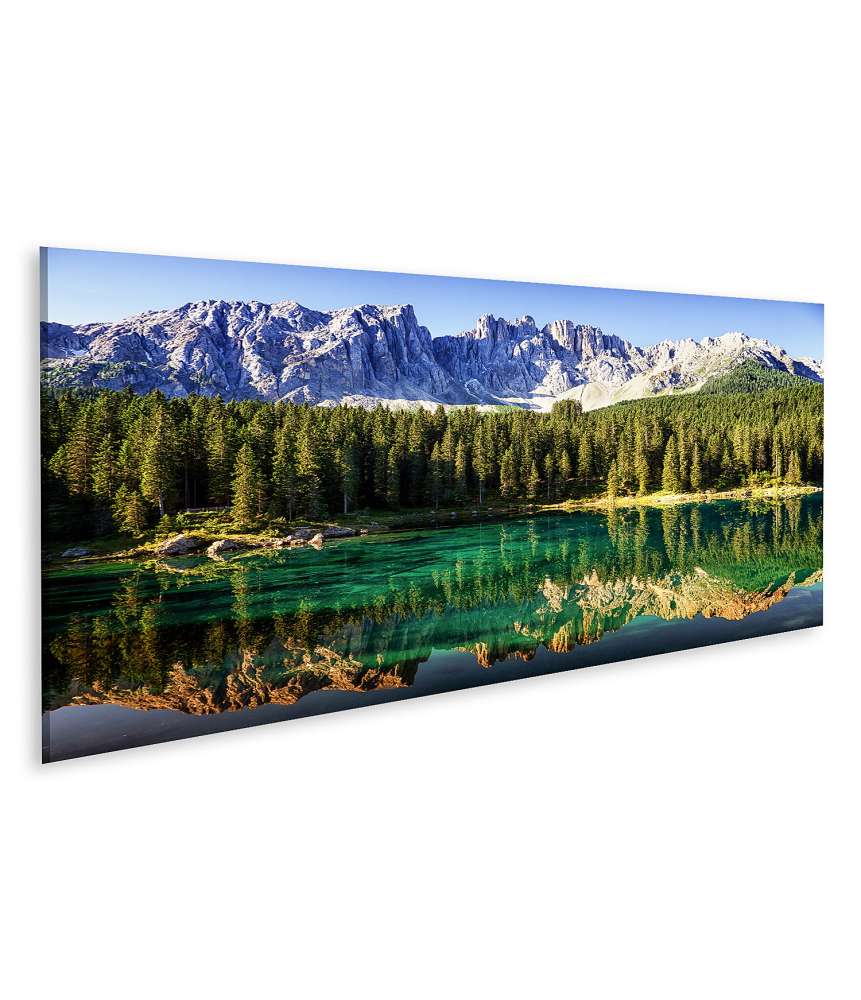 Islandburner Bild auf Leinwand Blick auf den malerischen Karersee in den italienischen Dolomiten