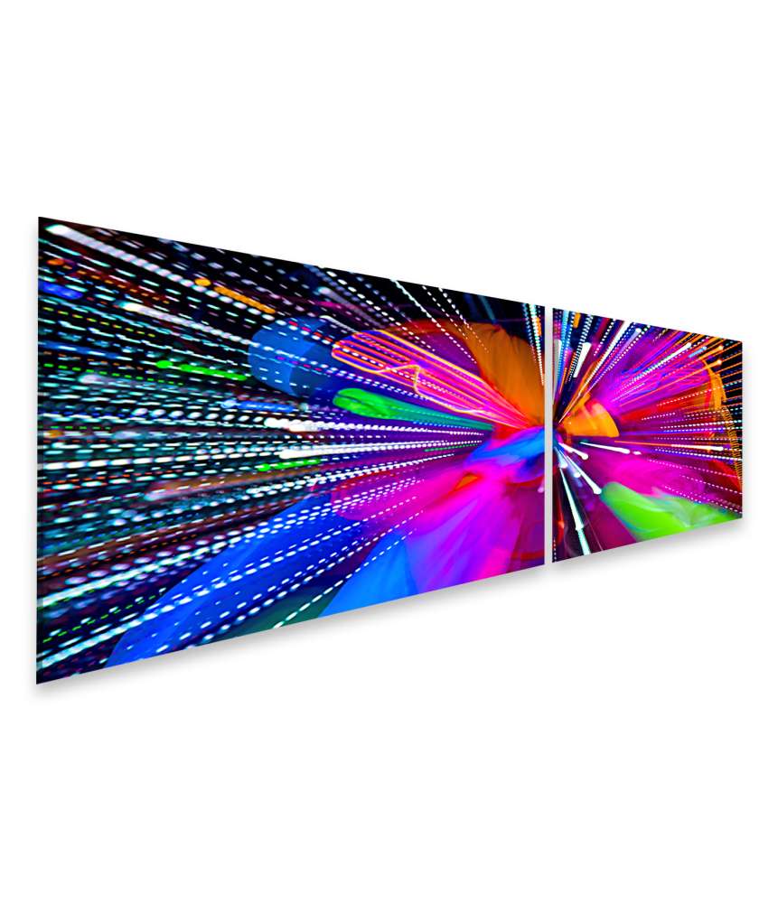 Islandburner Bild auf Leinwand Leuchtender Cyber-Raver in fluoreszierender Kleidung unter UV-Schwarzlicht