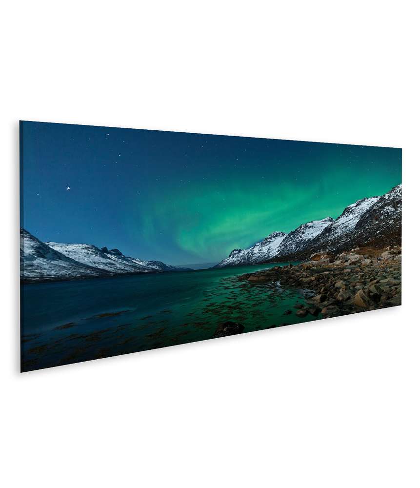 Islandburner Bild auf Leinwand Aurora Borealis: Nordlichter spiegeln sich in Fjorden wider