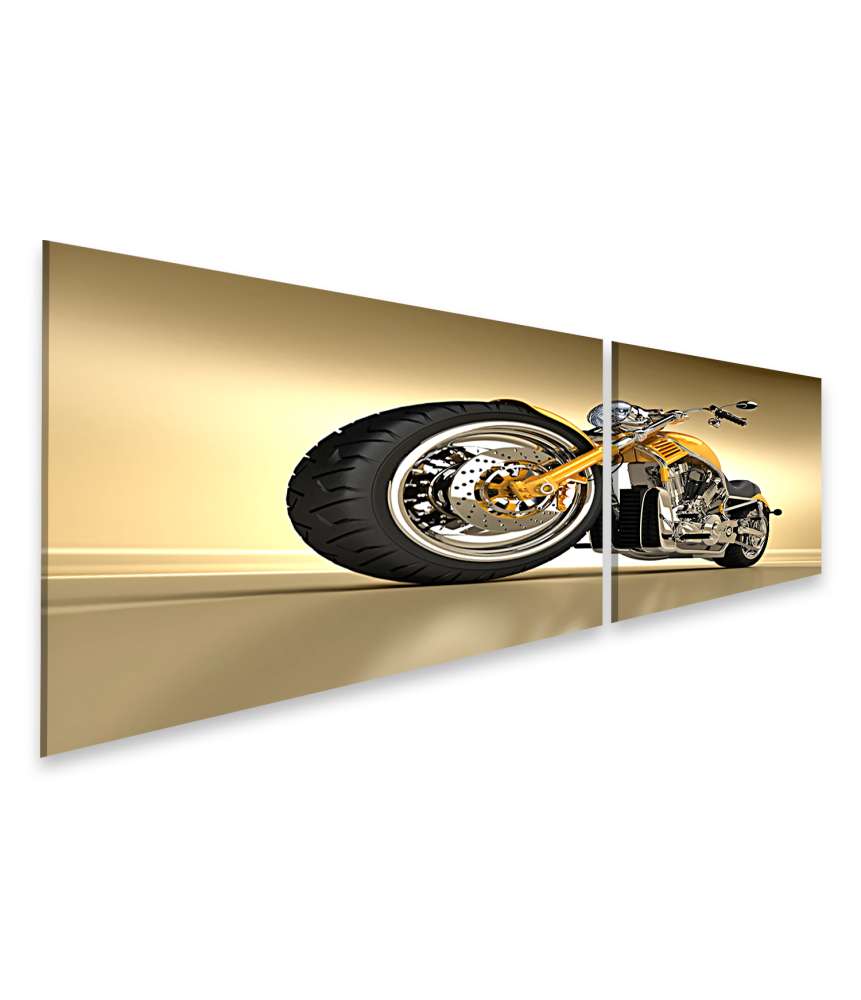 Islandburner Bild auf Leinwand Nahaufnahme einer gelben Harley Davidson Wandmalerei