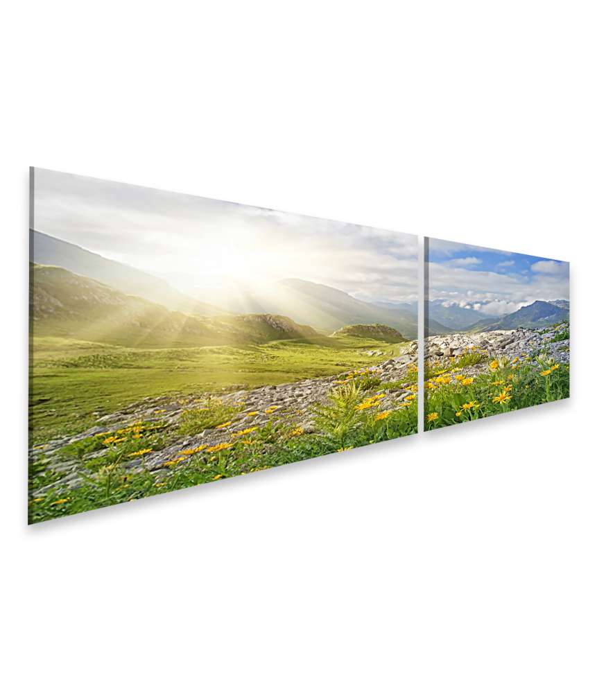 Islandburner Bild auf Leinwand Wandbild einer malerischen Gebirgslandschaft in Vorarlberg, Österreich