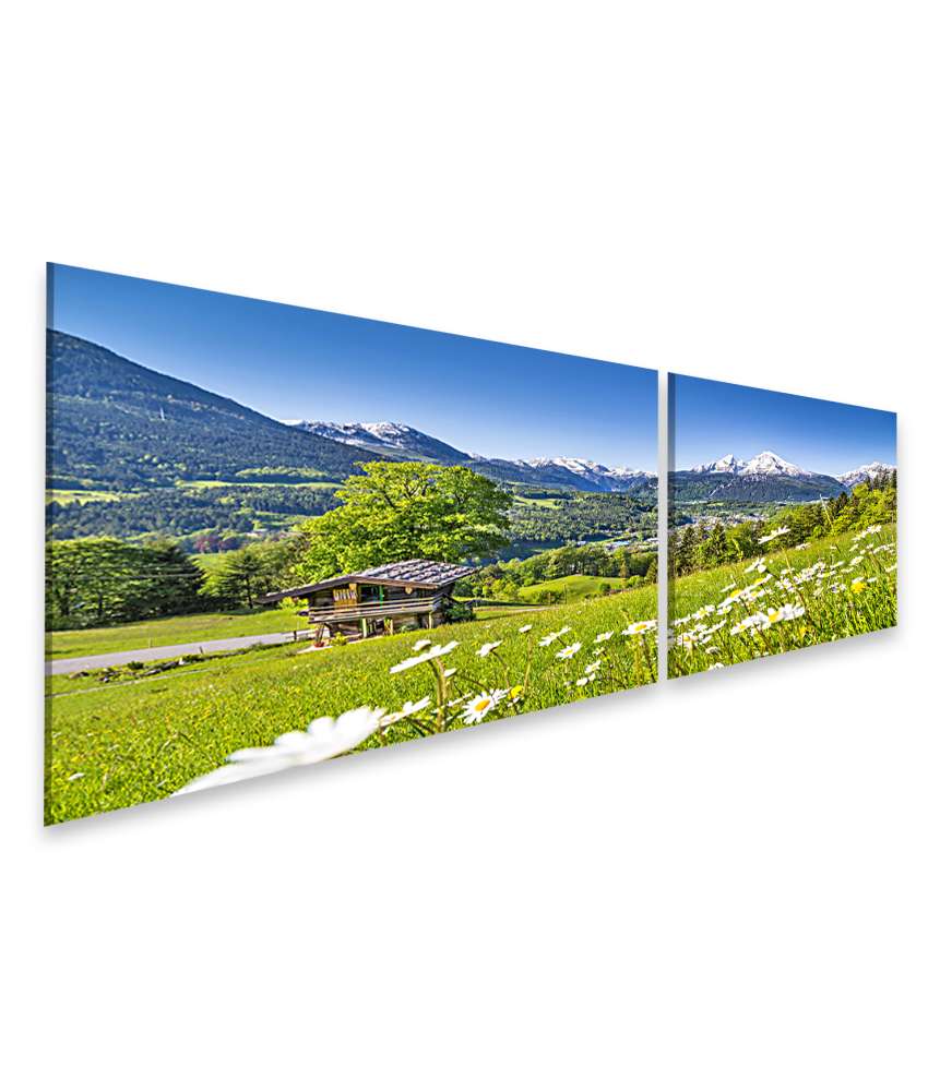 Islandburner Bild auf Leinwand Atemberaubendes Wandbild der malerischen Watzmann-Massiv in Berchtesgaden