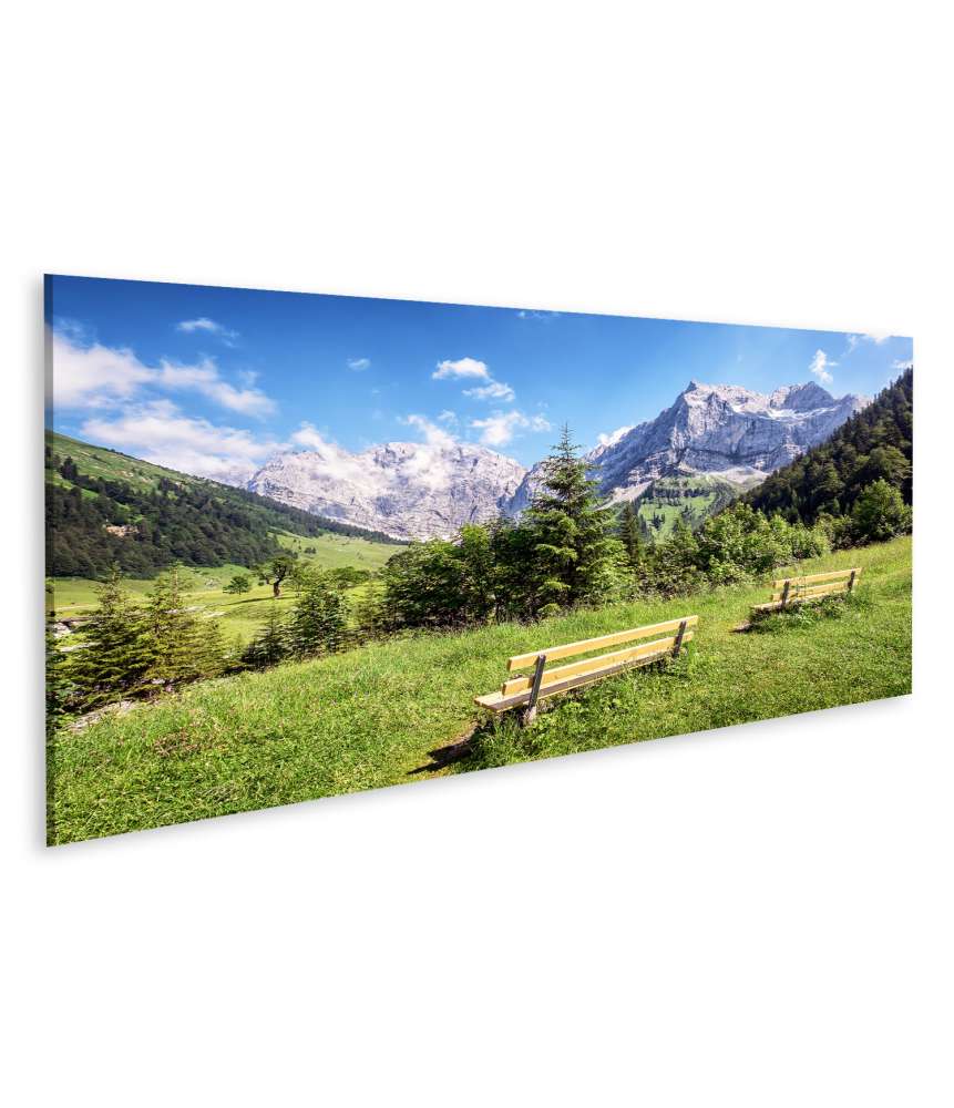 Islandburner Bild auf Leinwand Atemberaubendes Wandbild des Karwendelgebirges in den österreichischen Alpen