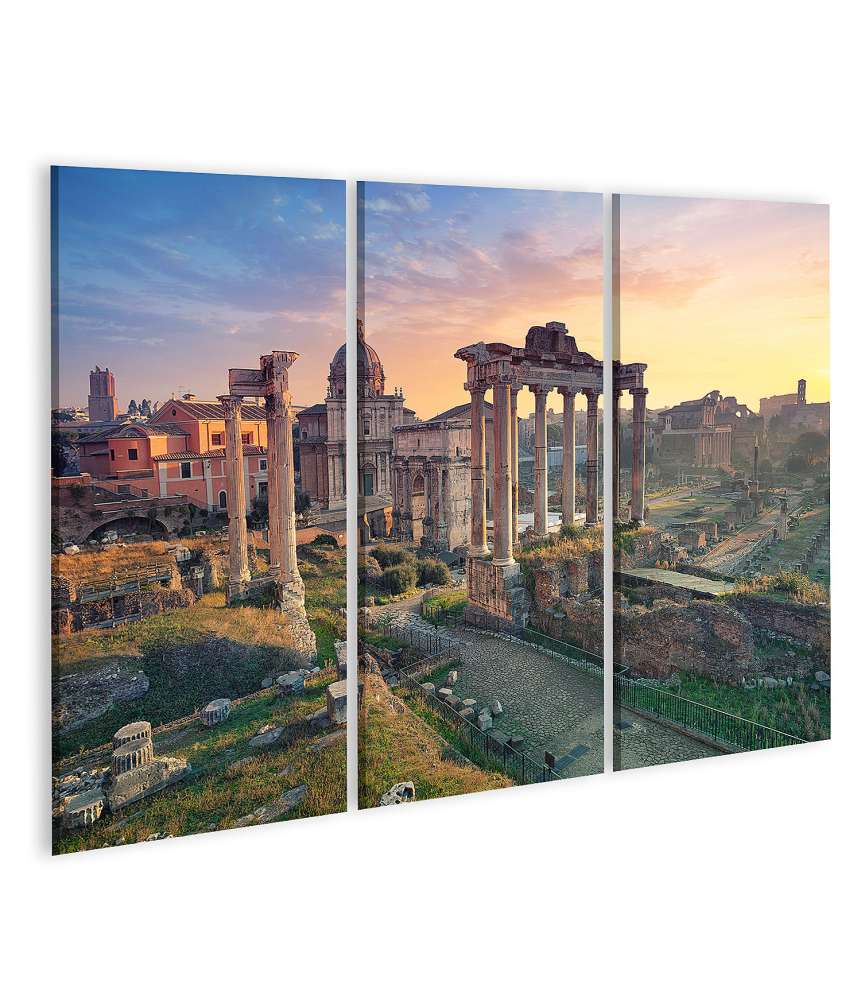 Islandburner Bild auf Leinwand Sonnenaufgang über dem Forum Romanum in Rom, Italien - Wandbild