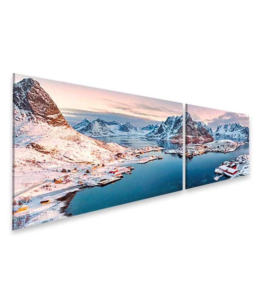 Islandburner Bild auf Leinwand Winterliches Fischerdorf in den Lofoten, Norwegen