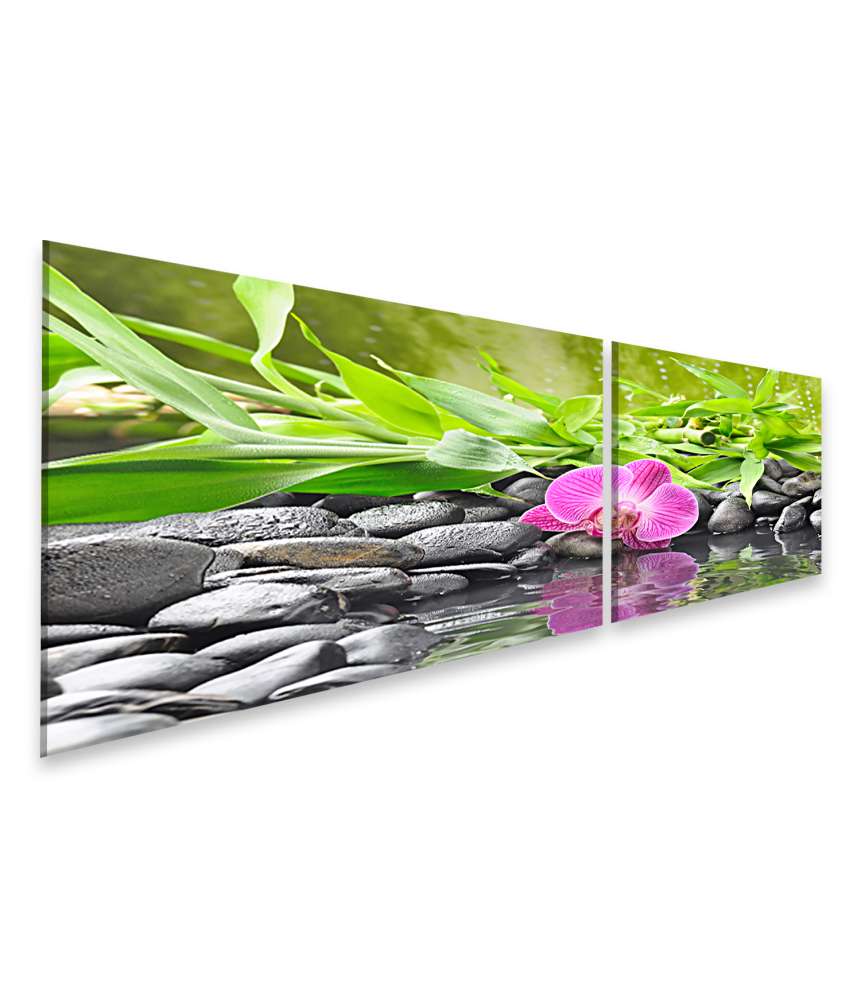 Islandburner Bild auf Leinwand Zen-Steine und Orchideen: Wandbild im Spa-Konzept-Stil