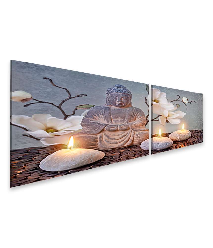 Islandburner Bild auf Leinwand Buddha in tiefer Meditation in einem beruhigenden Spa-Umfeld