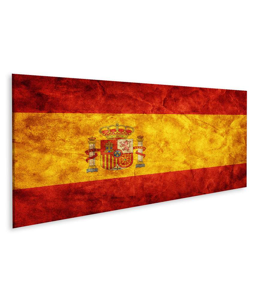 Islandburner Bild auf Leinwand Retro-Stil Wandbild der spanischen Flagge im Vintage-Look