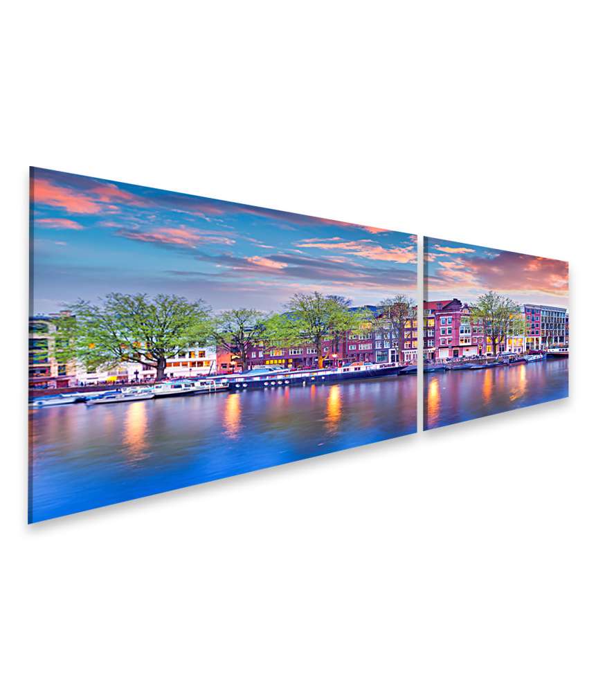 Islandburner Bild auf Leinwand Malerisches Wandbild der Amsterdamer Grachten, Holland