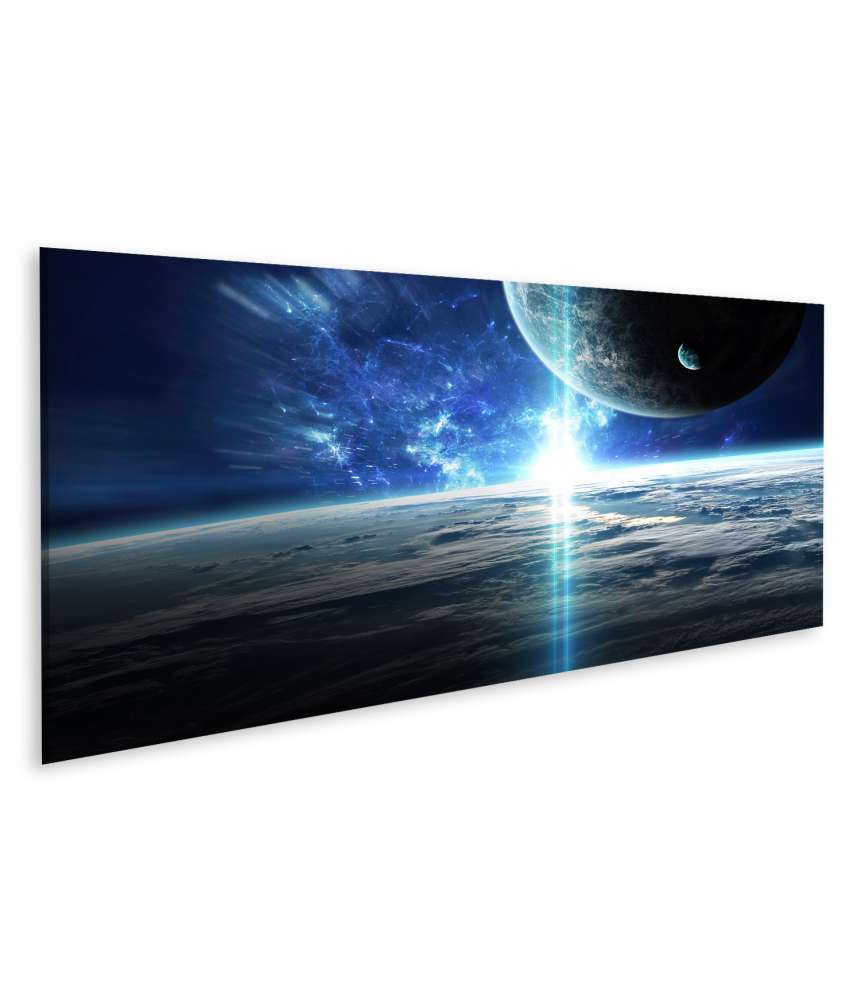 Islandburner Bild auf Leinwand Weltraum-Themenwandbild mit Universum, Planeten und Galaxien für Kinderzimmer