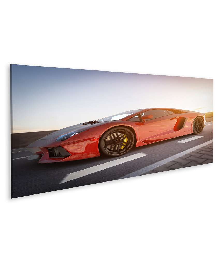 Islandburner Bild auf Leinwand Rot-metallic Ferrari Sportwagen Wandbild