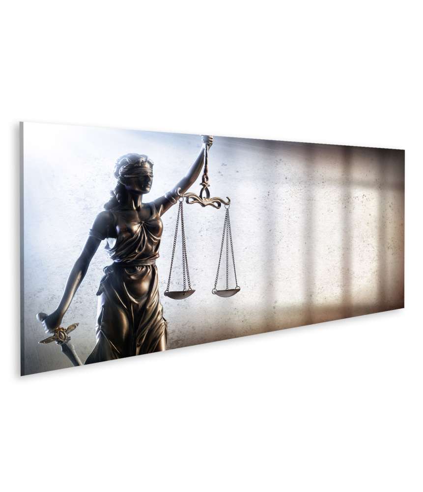 Islandburner Bild auf Leinwand Darstellung von Justitia, Symbol der Gerechtigkeit, in einer Anwaltskanzlei