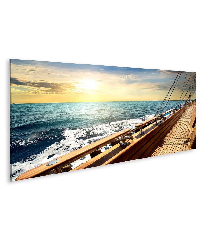 Islandburner Bild auf Leinwand Rotes Meer bei Sonnenuntergang mit Segelboot-Wandbild