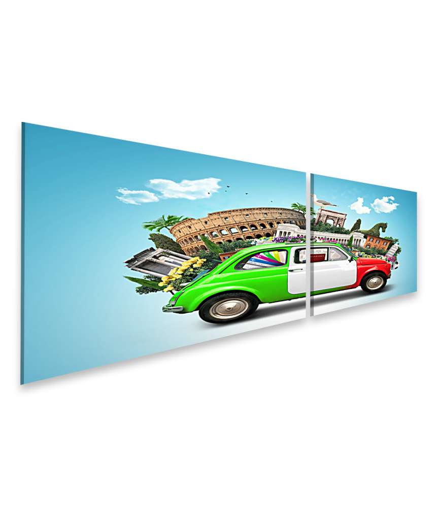 Islandburner Bild auf Leinwand Italienische Sehenswürdigkeiten und Retro-Auto in Italien Wandbild