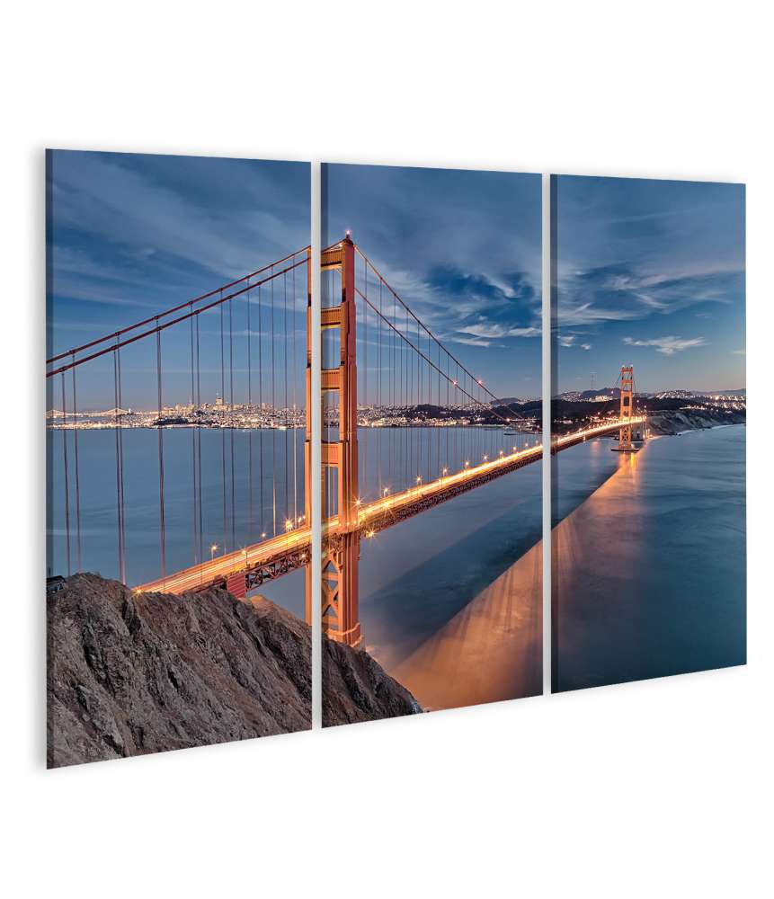 Islandburner Bild auf Leinwand Golden Gate Bridge mit San Francisco Stadtansicht als Wandbild