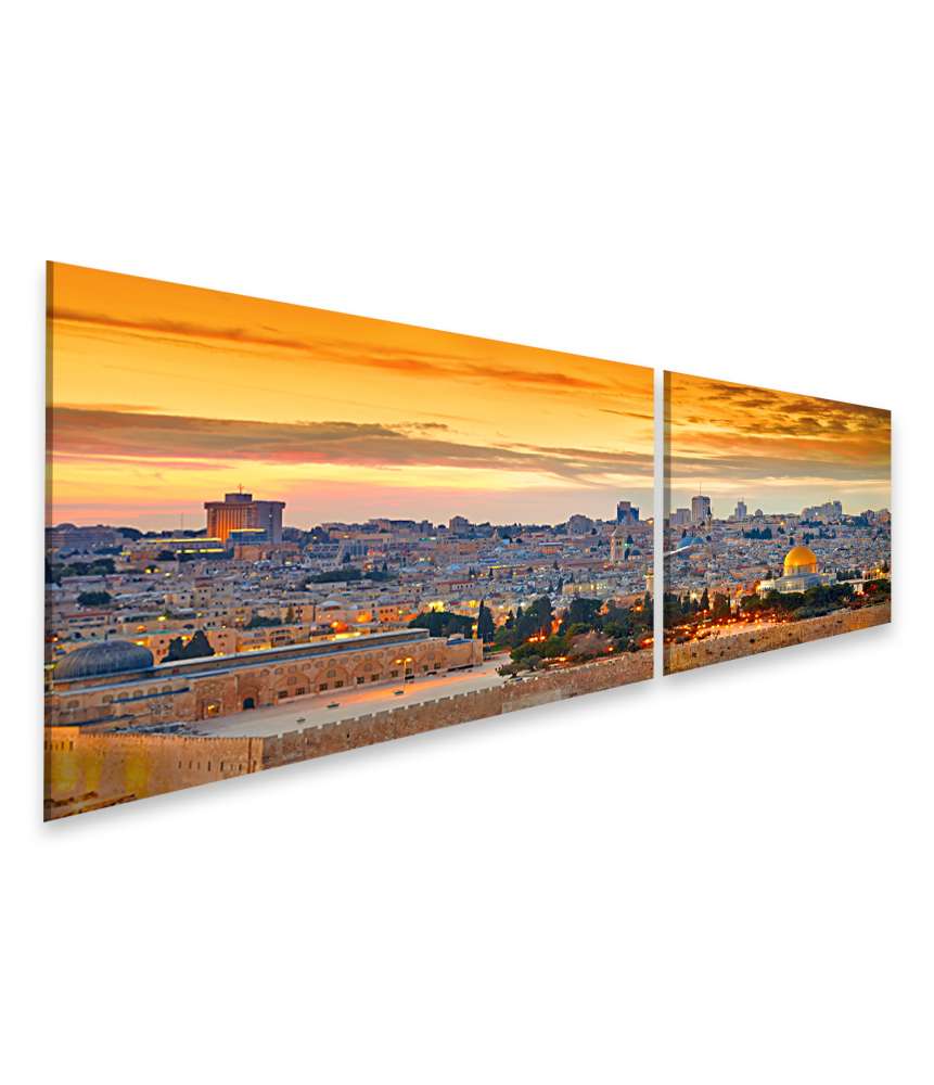 Islandburner Bild auf Leinwand Panoramisches Wandbild der historischen Altstadt Jerusalems, Israel