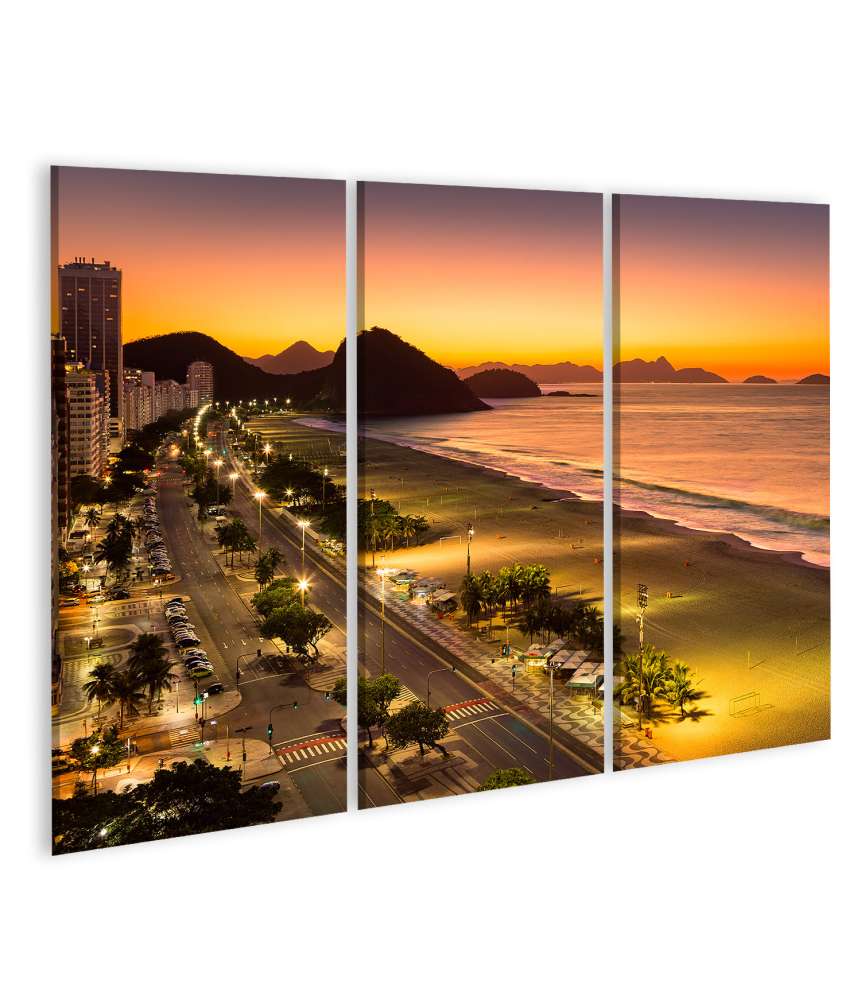 Islandburner Bild auf Leinwand Morgenrot an Copacabana Strand in Rio De Janeiro, Brasilien