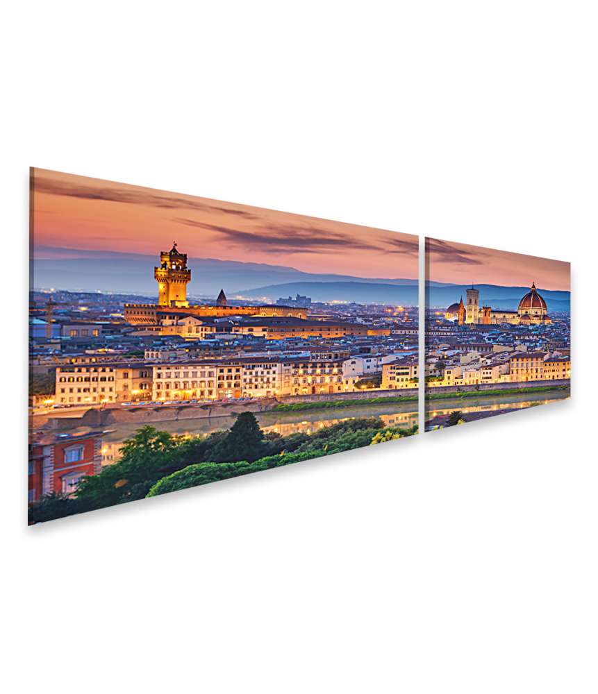 Islandburner Bild auf Leinwand Atemberaubender Sonnenuntergang über Florenz' Santa Maria Del Fiore Kathedrale