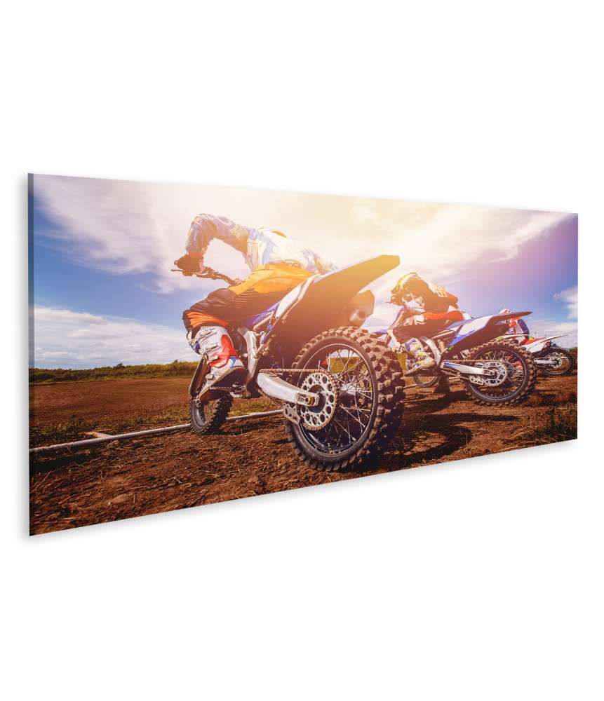 Islandburner Bild auf Leinwand Motocross-Team Wandbild für Jungenzimmer, ideal für Dirt-Bike-Hobbyisten