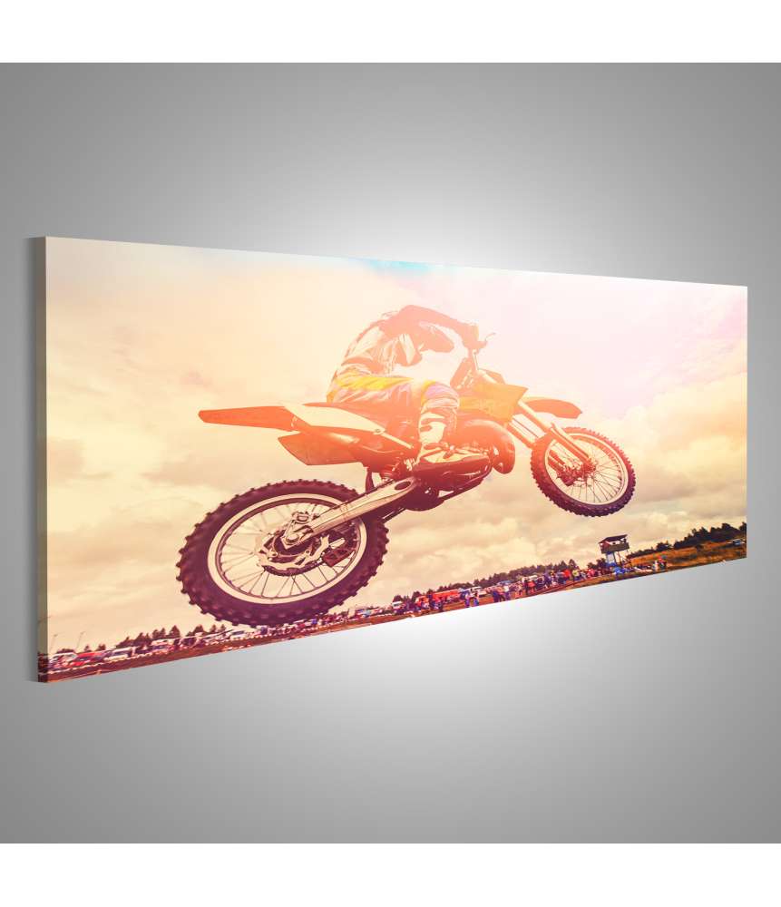 Islandburner Bild auf Leinwand Motocross-Rennfahrer auf Dirtbike in Cross-Country-Action