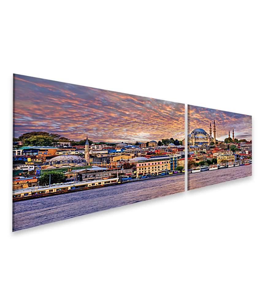 Islandburner Bild auf Leinwand Blick auf das Goldene Horn und die Altstadt von Istanbul, Türkei