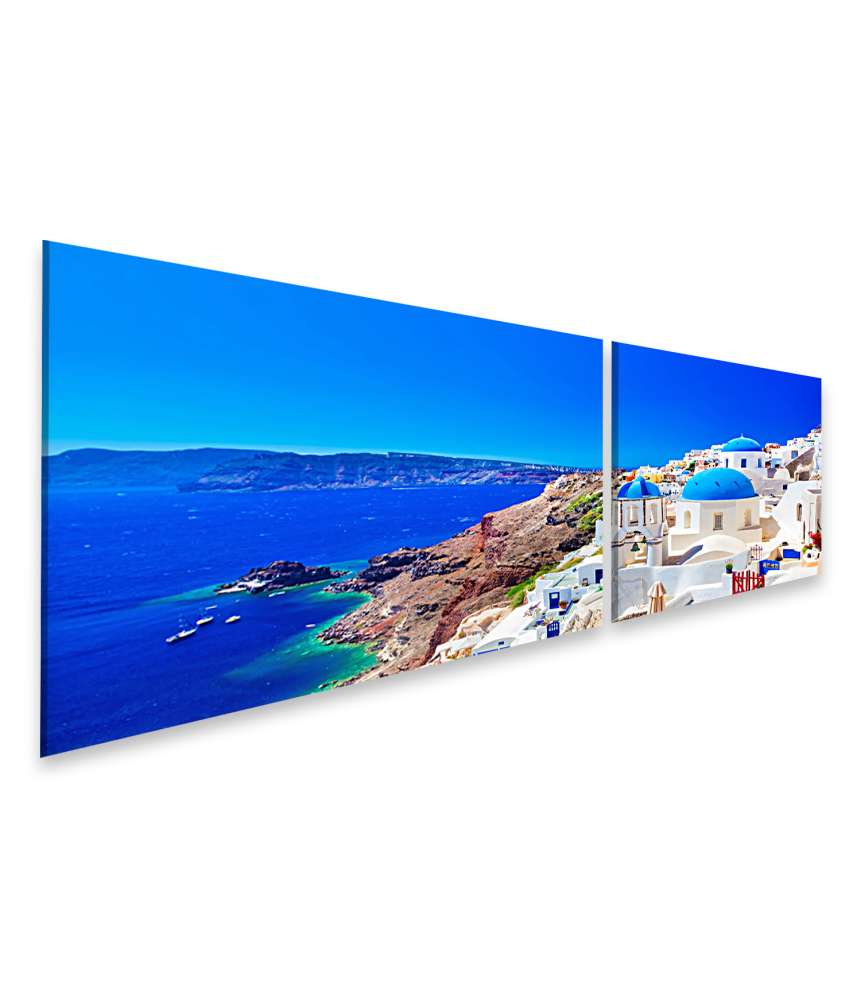 Islandburner Bild auf Leinwand Blaue Kuppeln von Oia, einer Stadt auf der griechischen Insel Santorini