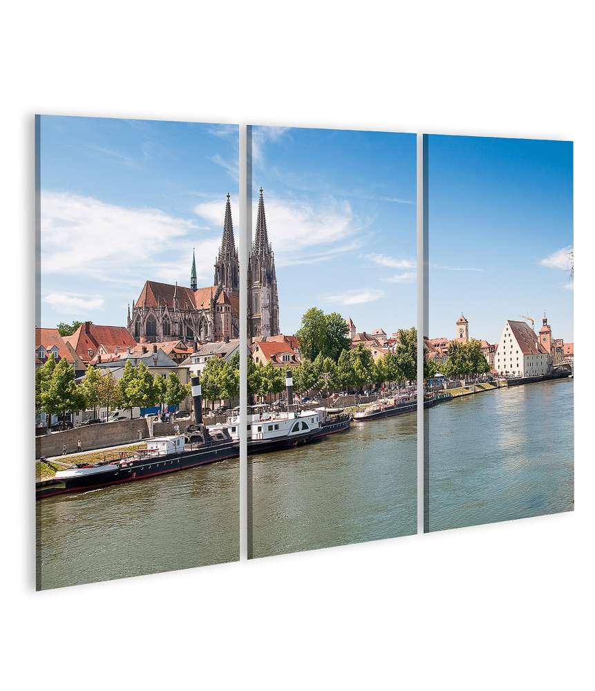 Islandburner Bild auf Leinwand Wandbild des Doms von Regensburg an der Donau, Deutschland