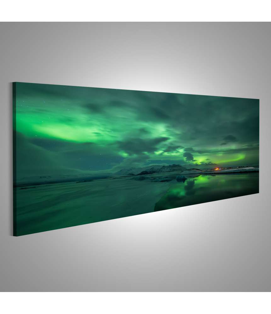 Islandburner Bild auf Leinwand Nordlicht (Aurora Borealis) über der Jokulsarlon Lagune in Island