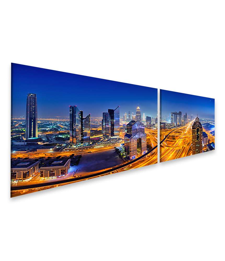 Bild auf Leinwand Nächtlicher Panoramablick auf die Skyline von Dubai