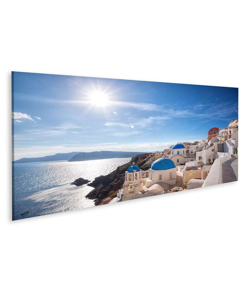 Islandburner Bild auf Leinwand Pittoreskes Wandbild des Oia Dorfes auf Santorini, Griechenland