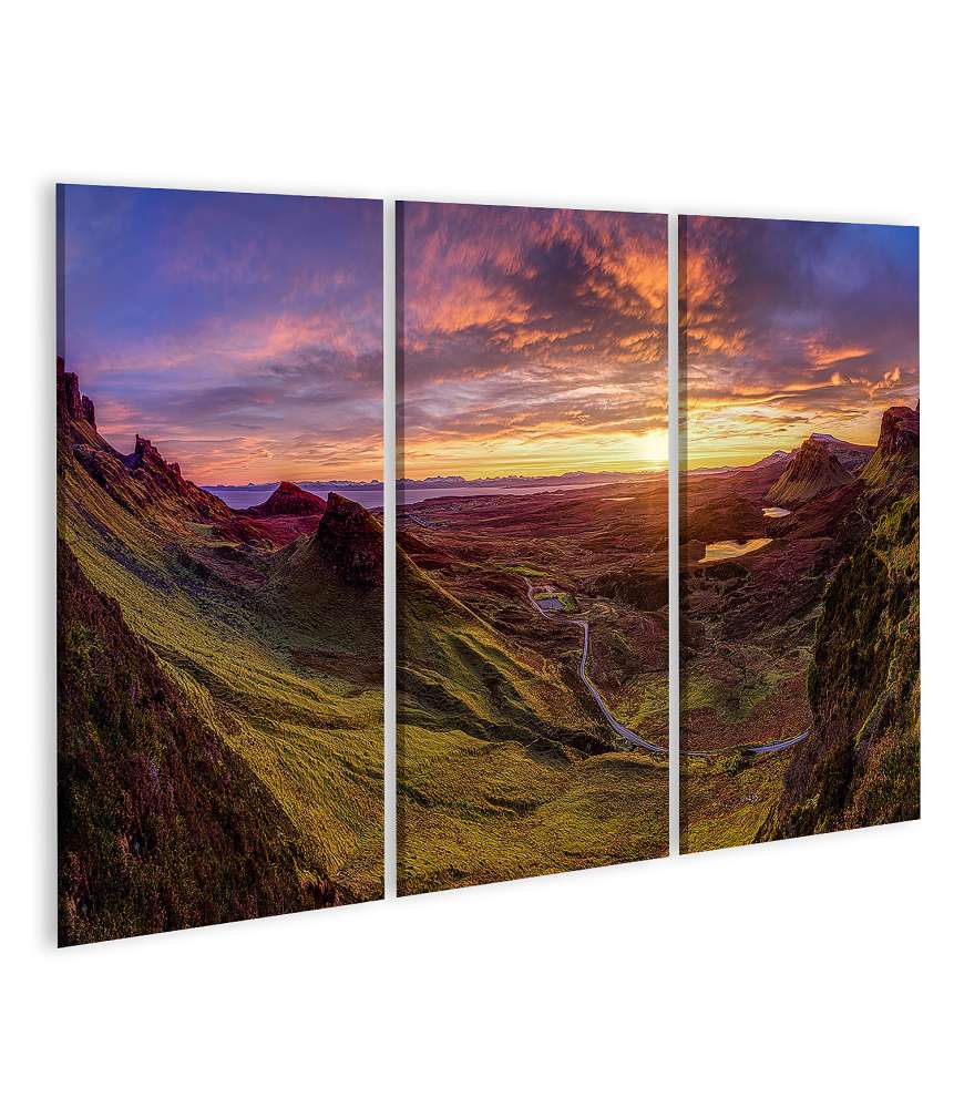 Islandburner Bild auf Leinwand Wundervolles Wandbild: Quiraing Isle, Sky, Schottland - Naturparadies