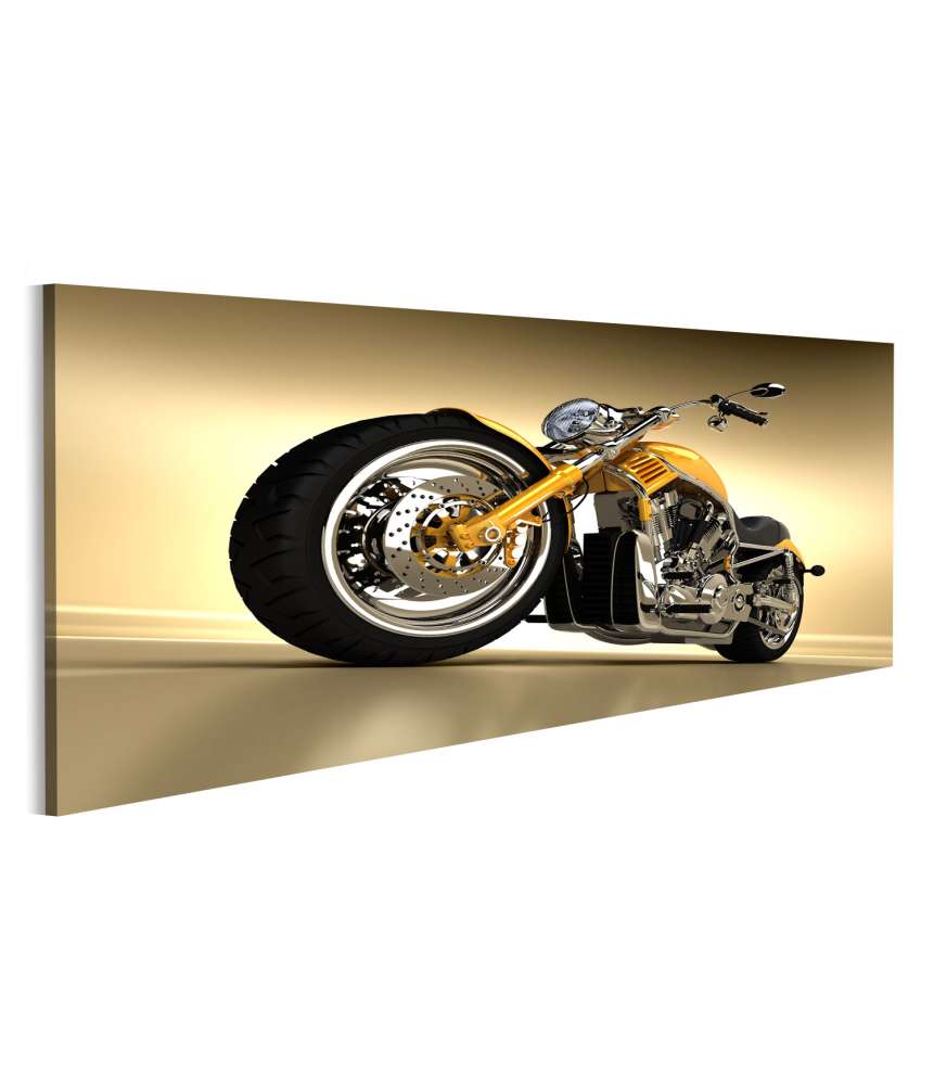 Islandburner Bild auf Leinwand Nahaufnahme einer gelben Harley Davidson Wandmalerei